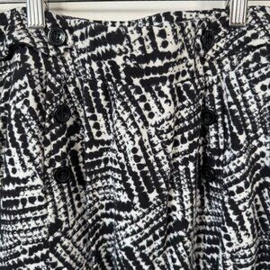Robert Louis Black & White Abstract Midi Skirt – Size M – Button Detail/Pockets